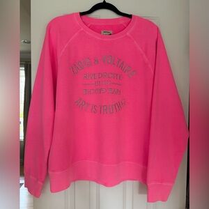 Zadig & Voltaire Electric Pink Embroidered Logo Sweatshirt NWT - Size L
